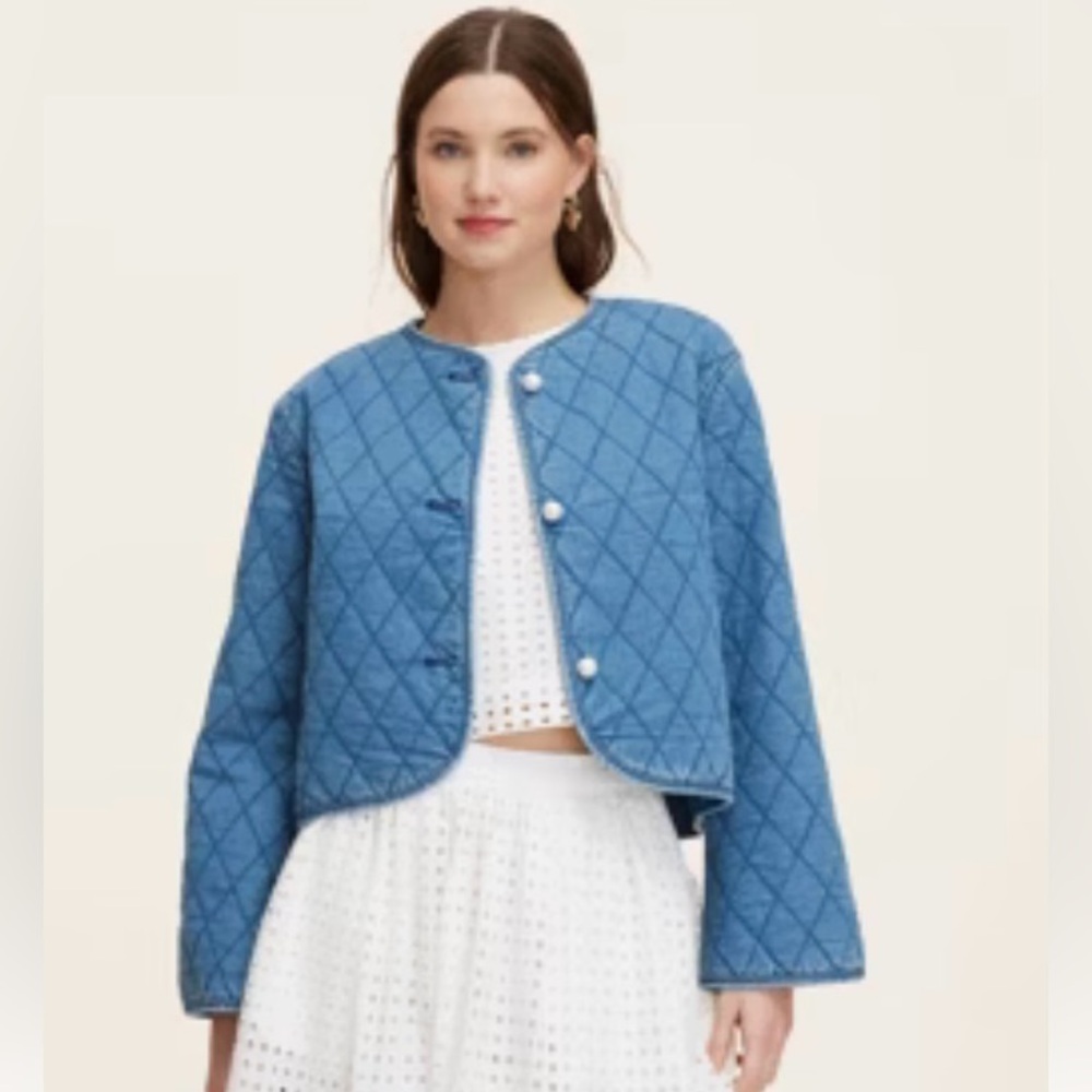 kate spade Blue Quilted Jean Jacket NWT